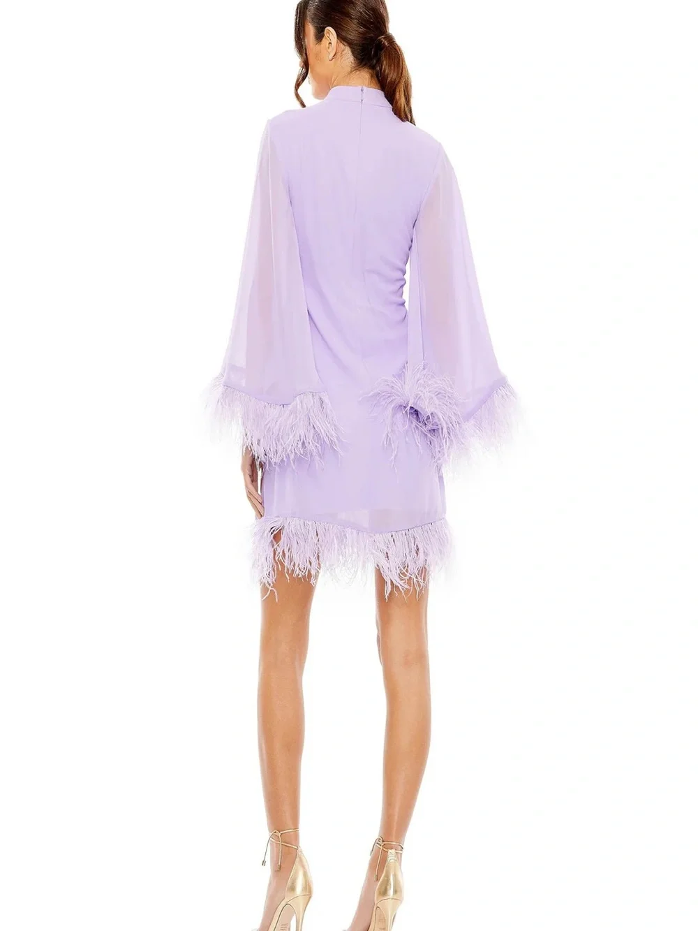BNWT MAC DUGGAL FEATHER DRESS IN LILAC #11439 - Picture 2 of 9